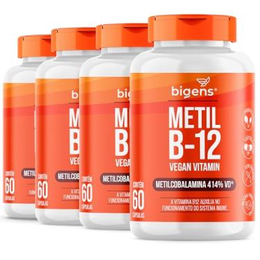 Imagem de Metil B-12 Vegan Vitamin Metilcobalamina 414% VD, Biogens, Kit 4x 60 cápsulas