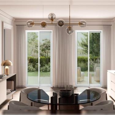 Imagem de Porta de PVC de Correr 210x180cm com 2 Folhas e Vidro Liso Temperado I