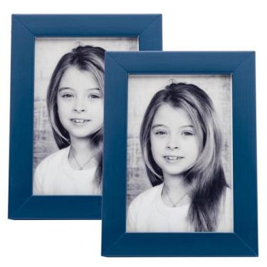 Imagem de 2 Porta Retratos ul-Marinho C/Vidro 10X15 Madeira Laqueada - Geral