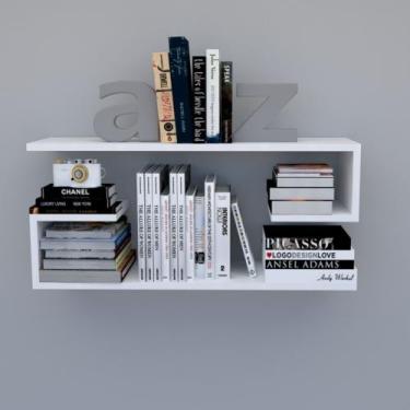 Imagem de kit Nicho 2 Estantes Livros Prateleiras MDF Branco Para Quarto - Euro 