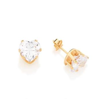 Imagem de Brinco solitário folheado a ouro 18k com zircônias branco/525839 - Rom