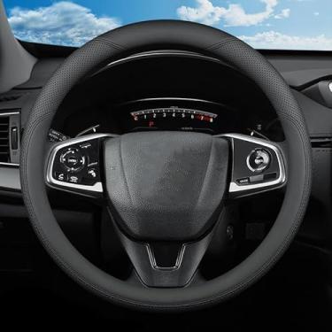Imagem de SZYUCHEN Capa de volante de carro para Honda Civic Accord CRV HRV Pilot Passport Odyssey Element Insight Fit Ridgeline Clarity City LX EX EXL Si Hatchback Sport Hybrid Touring Acessórios, couro preto