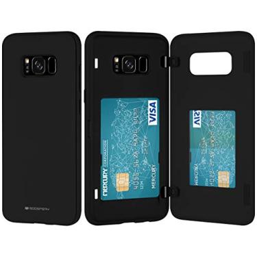 Imagem de Capa carteira para Galaxy S8 Plus da Goospery com suporte para cartão, capa protetora para celular com camada dupla S8P-MDB, Preto