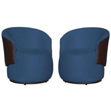 Imagem de Kit 02 Poltronas Decorativa Beatriz Confortáveis Tecido Suede Mesclado