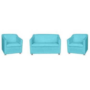 Imagem de Combo 01 Namoradeira mais 02 Poltrona Decorativa Tilla Pés Cromados Su