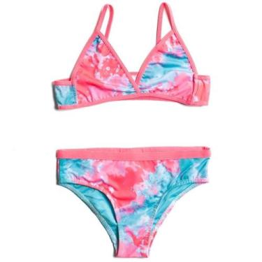 Imagem de Biquíni Infantil Azul Rosa Tie Dye Viés Amarração Criança - Pellin, Ro