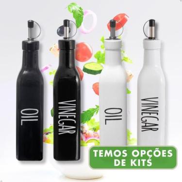 Imagem de Kit Azeiteiro e Vinagreiro Vidro 290ml Garrafa Bico Dosador - Hauskraf