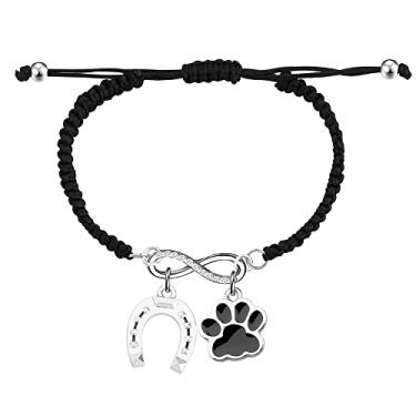 Imagem de UJIMS Presente de cavalo da sorte, pulseira de corda trançada, ferradura, presente para amantes de cavalos, vaqueira, presentes equestres, 2.0, Aço inoxidável, aço inoxidável