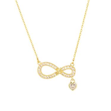 Imagem de BlingNuts Colar com pingente de coração infinito para mulheres, zircônia cúbica, aço inoxidável, coração, joia, F, Aço inoxidável, Sem Pedra Preciosa