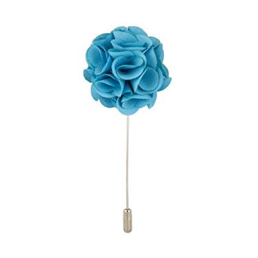 Imagem de AN KINGPiiN Broche de lapela para terno masculino feito à mão broche de flor broche fantasia pino camisa acessórios masculinos (azul bebê), Tecido