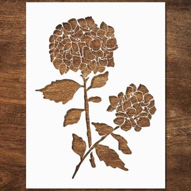 Imagem de DLY LIFESTYLE Estêncil de hortênsia grande (30,5 x 30,5 cm) – Estêncil de flores reutilizáveis para artesanato, tela, papel, tecido, móveis – Estêncil grande DIY para pintar em paredes
