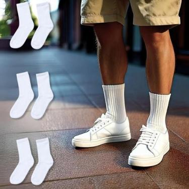 Imagem de Kit 3 Pares Meia Masculina Cano Alto Respirável Branca - Rupee For Men