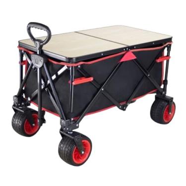 Imagem de carroça Carrinho de vagão de tecido oxford com rodas dobrável vagão utilitário ao ar livre para acampamento viagem utilitário carrinho de praia carrinho de mercearia dobrável