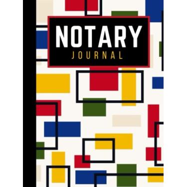 Imagem de Hardcover Notary Journal: 8.5x11 Large Notarial Logbook / With 200 Numbered Pages - Two Records Logs Per Page / 400 Records / Colorful Mid-Century ... Pattern / Ledger Book Gift For Signing Agents