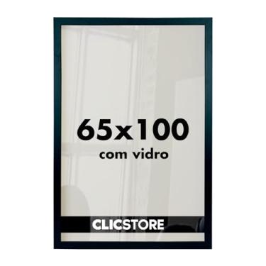 Imagem de Moldura Quadro 65x100 cm Decoração Criativa Sala Quarto Escritório para Arte Foto Imagem Painel Gravura Pôster com Vidro (Preto)