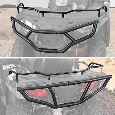 Imagem de Kit de para-choque e extensor de rack kit dianteiro e traseiro para Polaris Sportsman 570 450 2014-2022, acessórios protetores de escova de aço A & UTV PRO Substituir OEM # 2879716, 2879717, 2879715, 2879714, 4 conjuntos
