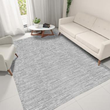 Imagem de Tapete Sala Quarto Antiderrapante 2,00 x 3,00 Grande Mesclado Cinza Decoração Rústico Artesanal Jacquard Neutro Minimalista Praticidade Limpeza Lavável