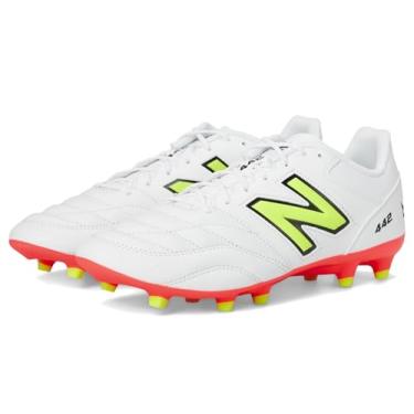 Imagem de New Balance Tênis de futebol masculino 442 V2 Team Fg, Branco/vermelho energético/Hi-Lite, 45