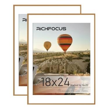 Imagem de RICHFOCUS Moldura de pôster de 45,7 x 61 cm em bronze | 45,7 x 61 cm com tapete para 40,6 x 50,8 cm, moldura de metal de alumínio para parede com vidro temperado, ferragens para pendurar incluídas,