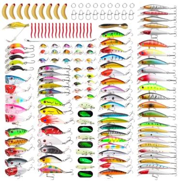 Imagem de TSKS Kit de iscas artificiais de pesca com 150 peças misturado com barbatana de mergulho frontal Minnow Surface Popper Crank Iscas Lápis VIB com gancho e iscas macias, acessórios para equipamentos de