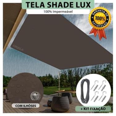 Imagem de Tela Lona Marrom 2.5x2.5 M Impermeável Shade Lux + Kit - Cikala
