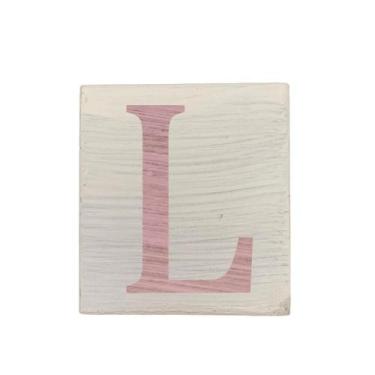 Imagem de Cubo Branco Letra Rosa Bebê Festa Chá de Bebê Decoração 8x8x8 Cm Mdf M