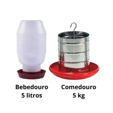 Imagem de Kit Bebedouro 5L + Comedouro Aves Frango Galinhas Frangos 5kg - wp eco