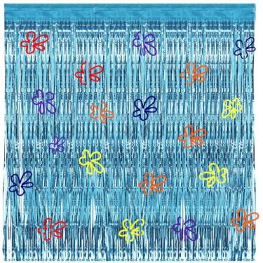 Imagem de Tingjoo 2 peças de decoração de festa com esponja de desenho animado, pano de fundo e flores de biquíni, pano de fundo para fotos de aniversário, adereços de esponja, oceano submarino, artigos de