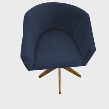Imagem de Poltrona Julia Decoração Base Giratória Salão Clinica Cadeira Escritório Recepção Suede Azul Marinho - D'Classe Decor