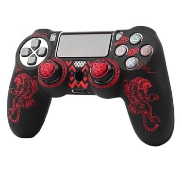 Imagem de RALAN Capa para controle Tiger Design com 2 alças de polegar compatível com PS4/Playstation 4 Slim/Pro