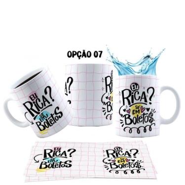 Imagem de Caneca 325ml Eu rica Só em boletos Engraçada Meme Amigas - LARANJA E M