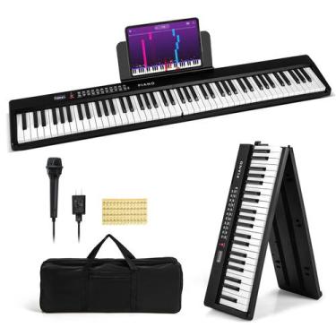 Imagem de Teclado de piano portátil dobrável Costzon de 88 teclas elétrico preto