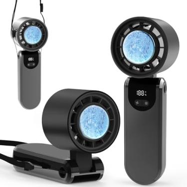 Imagem de BCFHYK Ventilador turbo portátil portátil, 2025, mini ventilador pessoal recarregável para mãos/mesa/pescoço com compressa de resfriamento, presentes essenciais de viagem para mulheres, homens, 12