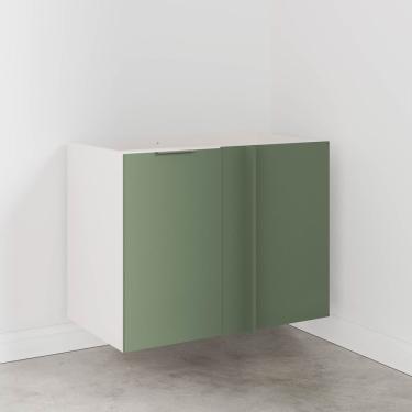 Imagem de Balcão De Canto Reto Sem Tampo Sem Rodapé Ipanema Cabecasa Madeiramadeira Verde Folha/branco