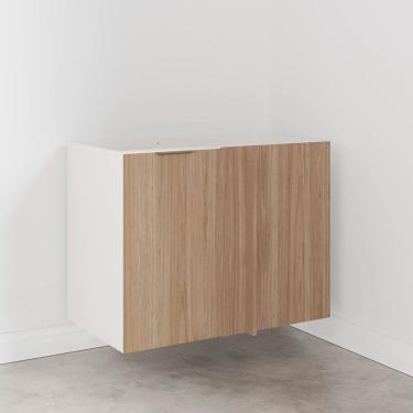 Imagem de Balcão De Canto Reto Sem Tampo Sem Rodapé Ipanema Cabecasa Madeiramadeira Acácia/branco