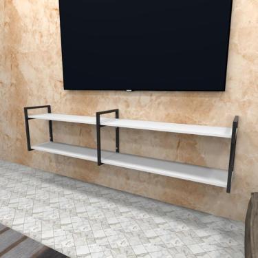Imagem de Rack Aparador Suspenso Prateleira Industrial Branco Estante Nicho Industrial Estante Nicho