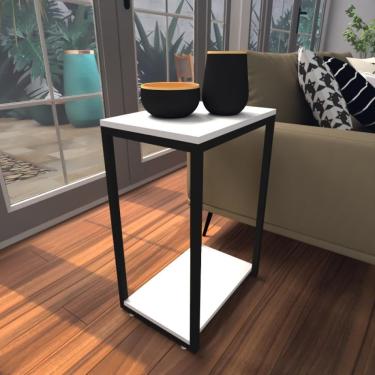 Imagem de Mesa Lateral Branca Aparador De Sofa Sala Mesa Lateral Cama