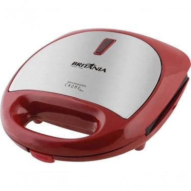 Imagem de Sanduicheira E Grill Britania Crome Inox Vermelho - 220v-50hz/60hz