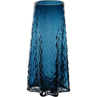 Imagem de Vaso Decorativo Enfeite Casa Redondo Home&co Vidro 25x12x12cm Azul