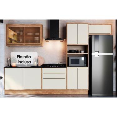 Imagem de Kit Cozinha Modulada 6 Peças Versalis 2 Aéreos + 2 Balcões+ 1 Paneleiro + 1 Complemento C6p162 Freijó Cinza Argila Herval