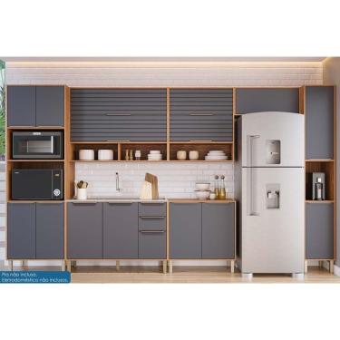 Imagem de Kit Cozinha Modulada 7 Peças Esplêndida 3 Aéreos + 2 Balcões + 1 Paneleiro + 1 Torre Quente C7p184 Freijó Titanium