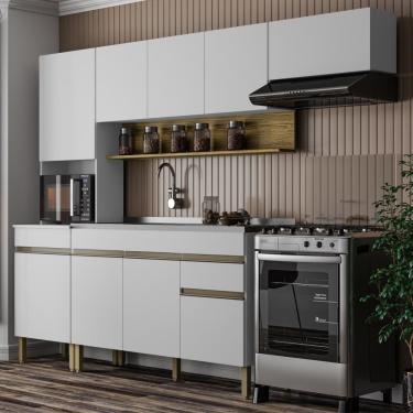 Imagem de Armário De Cozinha Completa 150 Com Balcão Para Pia 9 Portas Line Freijó-supremo