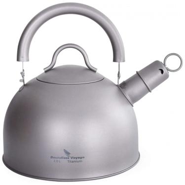 Imagem de Chaleira de Chá Ultraleve Boundless Voyage Ti1584A 2 Litros em Titânio com Apito, Cinza