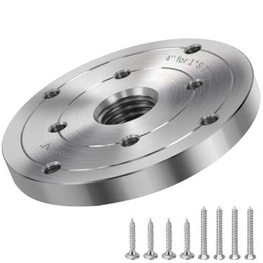 Imagem de HAowosi Placa frontal de torno de madeira de aço de 10 cm, placa frontal para torno de madeira, placa de face de torno adequada para eixo de 2,54 cm x 8TPI sem mandril
