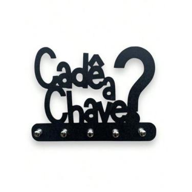 Imagem de Porta Chaves Cadê a Chave Em MDF Preto 18x13 - NoBrand