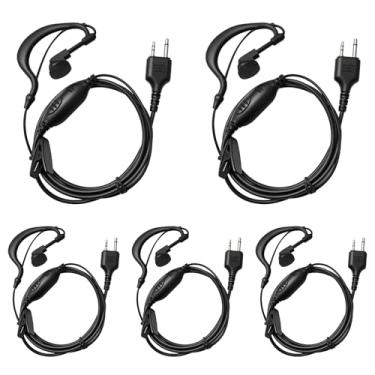 Imagem de Akoree Pacote com 5 fones de ouvido com 2 pinos, fone de ouvido Walkie Talkie em forma de G com microfone para Midland LXT118 GXT1000VP4 LXT500VP3 LXT600VP3