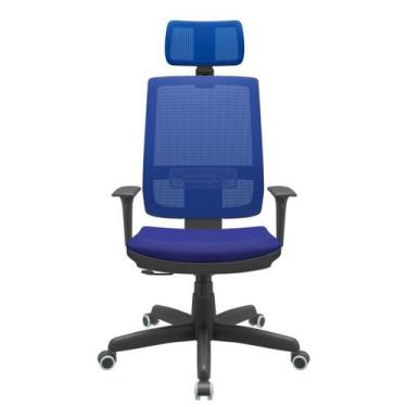 Imagem de Cadeira Office Brizza Tela Azul Com Encosto Assento Aero Azul RelaxPla
