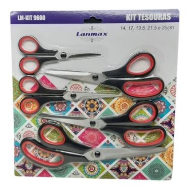Imagem de Kit 5 Tesoura Cabo Emborrachado Corta Tecido Papel Uso Geral Corta Tecido Papel para Costura, Patchwork, Artesanato, EVA Ideal Tanto Para Iniciantes Quanto Para Profissionais Que Buscam