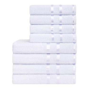 Imagem de Jogo de Toalha de Banho Kit com 10 Peças 5 Toalhas Grandes e 5 Toalhas de Rosto Algodão Premium para Banho Confortável196(BRANCO 5 BANHO / 5 ROSTO)
