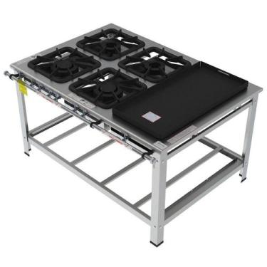 Imagem de Fogão Industrial Inox Gastromaq 4 Bocas Mistas Encosto com Chapa FGI40